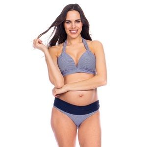 Seraphine Maternity Bikini Nautical Stripe Blue M